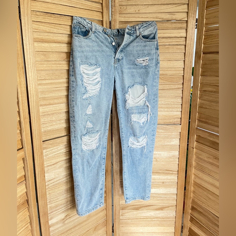 Blue Boyfriend Distressed Jeans